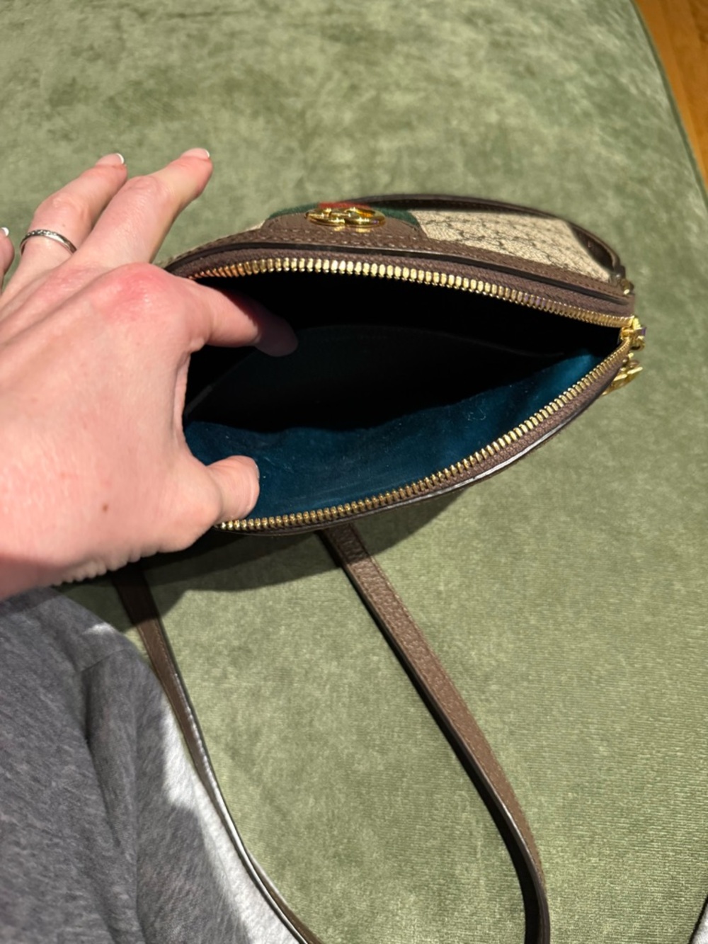 Gucci GG Supreme Crossbody with Green and Red Web Stripe - Picture 10 of 16